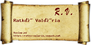 Ratkó Valéria névjegykártya