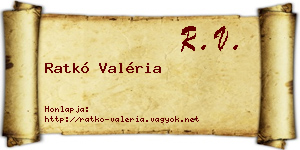 Ratkó Valéria névjegykártya